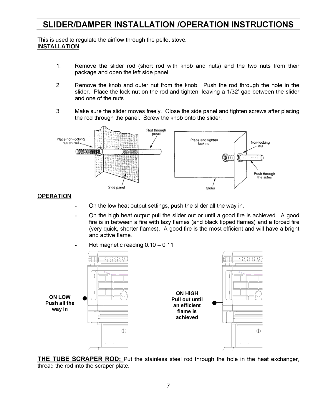 Enviro FPI, FS, BIH technical manual SLIDER/DAMPER Installation /OPERATION Instructions, Operation, On LOW, On High 