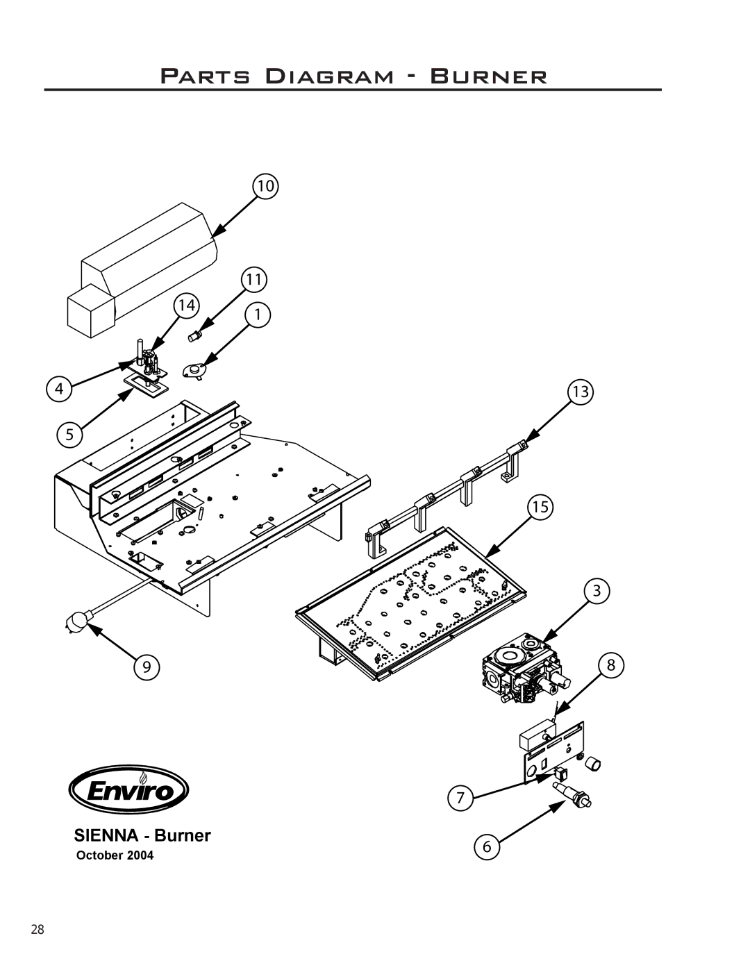 Enviro Indoor Gas Fireplace owner manual Parts Diagram Burner 