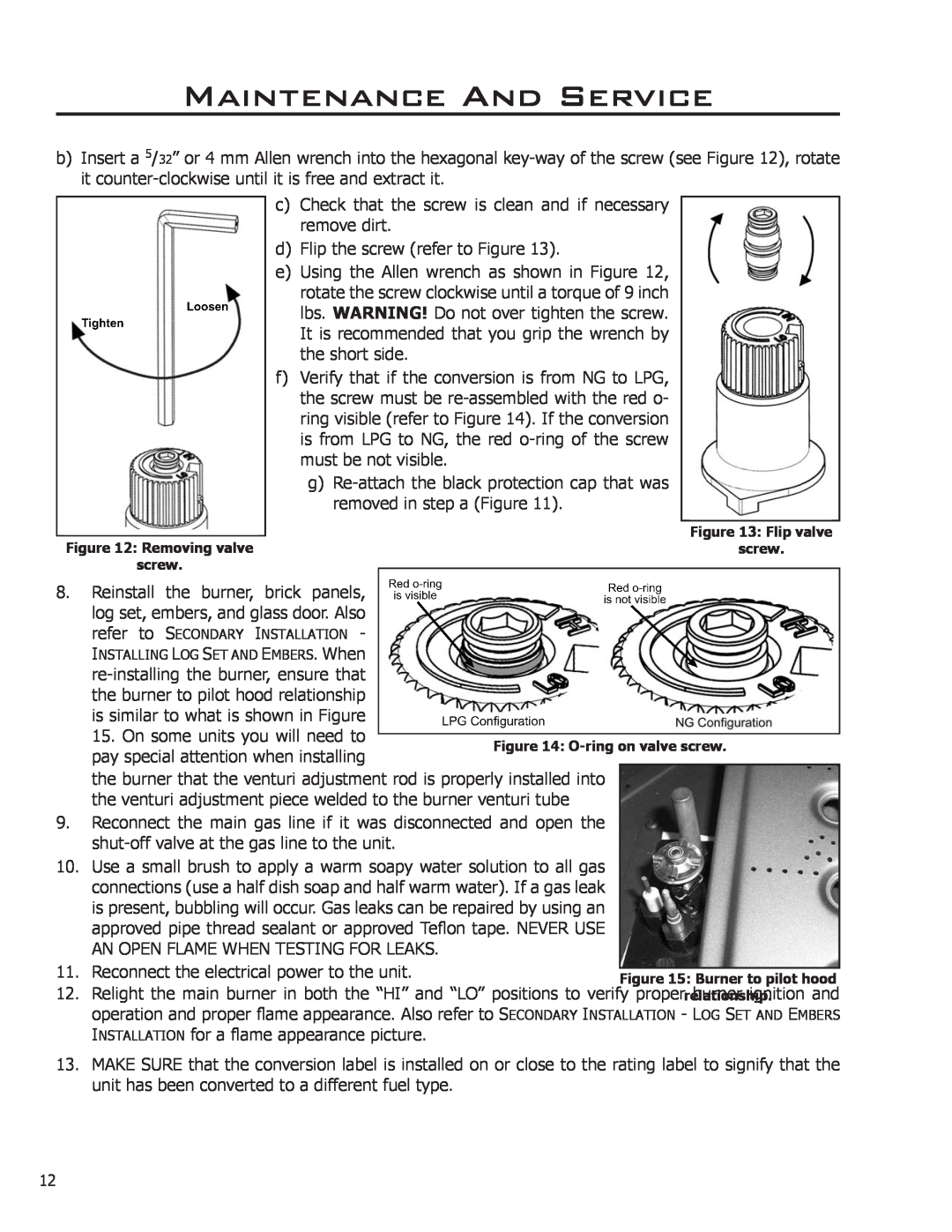 Enviro Indoor Gas Fireplace owner manual Reconnect the electrical power to the unit, Maintenance And Service 