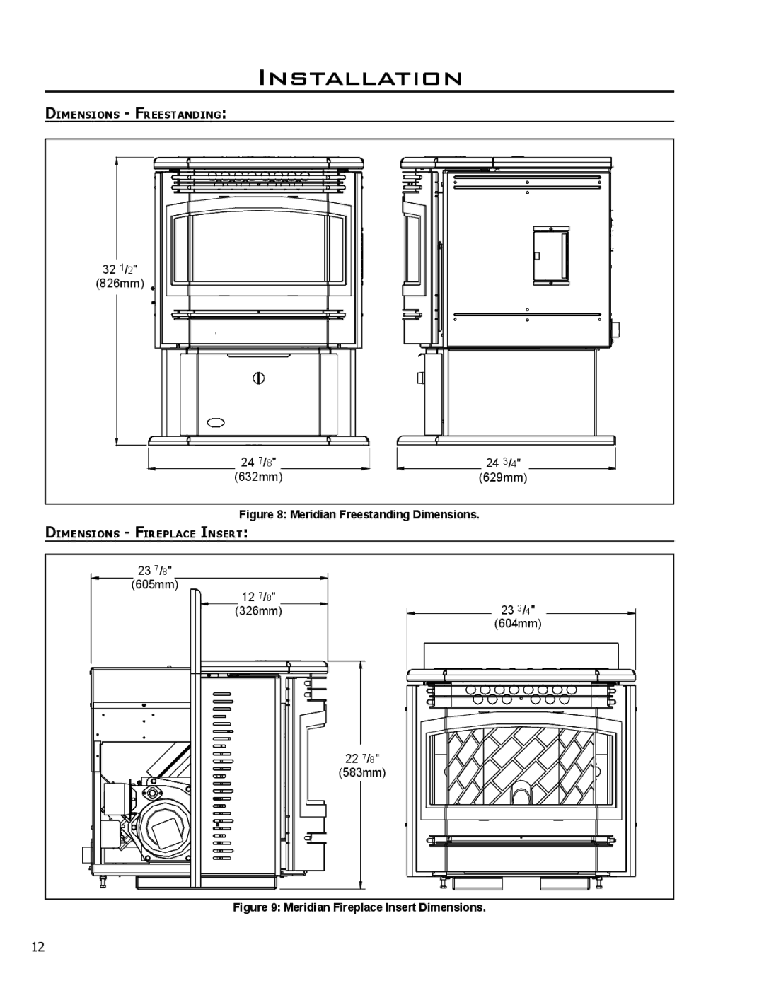 Enviro Meridian owner manual 32 1/2 826mm 24 7/8 24 3/4 632mm 629mm 