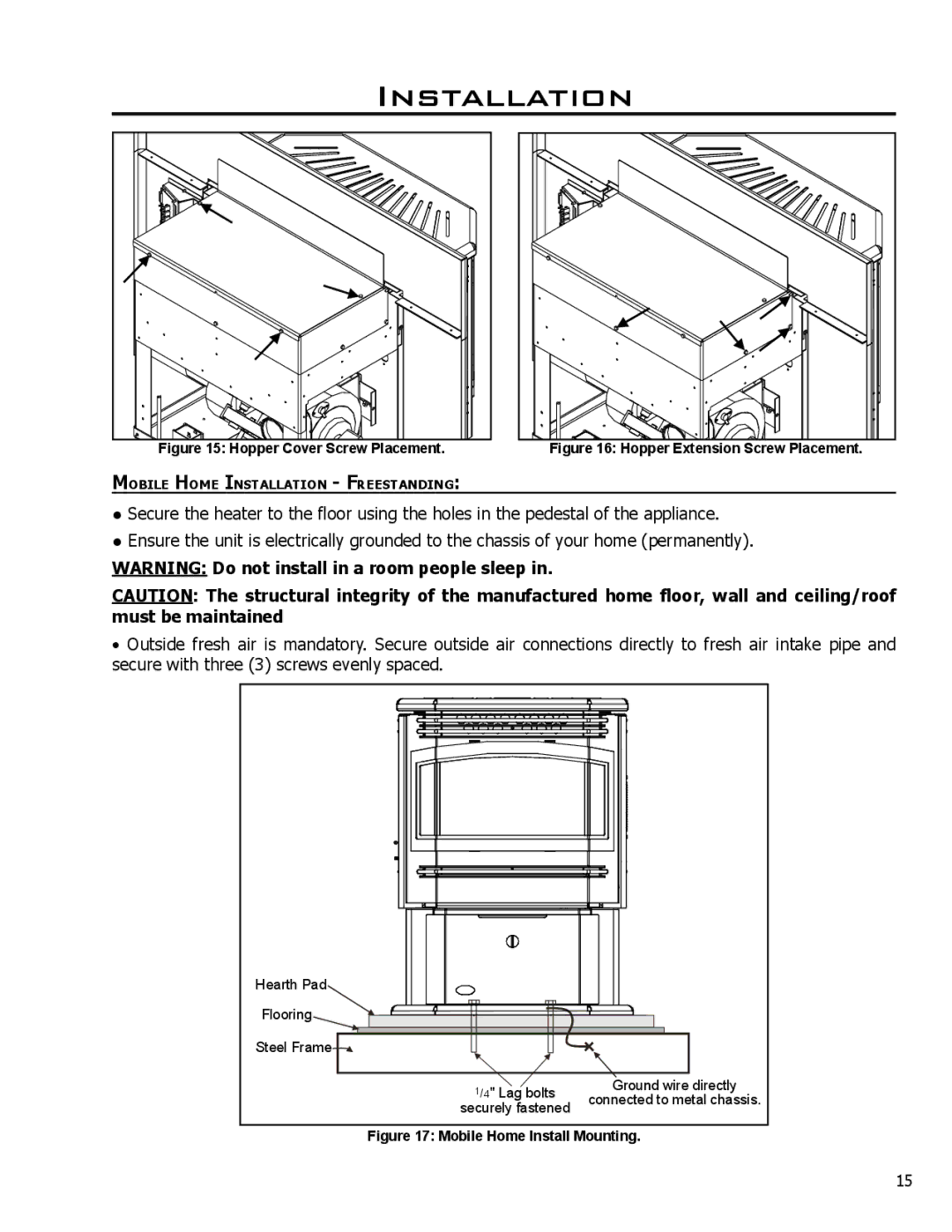 Enviro Meridian owner manual Hopper Cover Screw Placement 