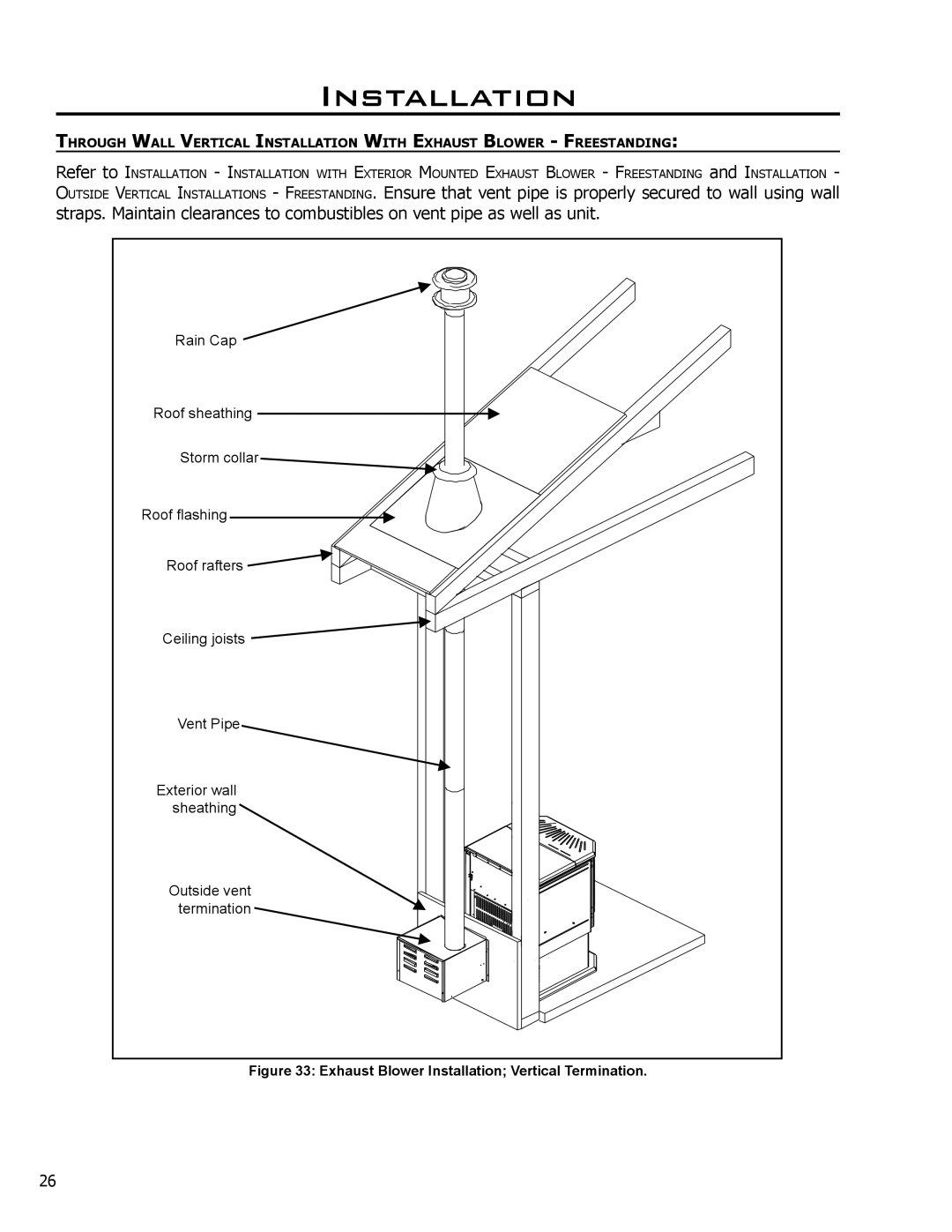 Enviro Meridian owner manual Exhaust Blower Installation Vertical Termination 