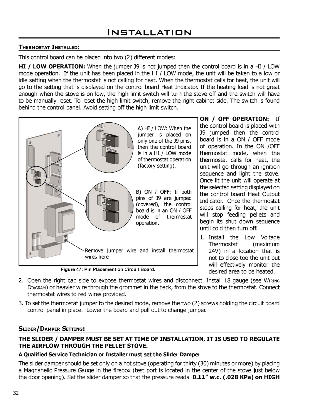 Enviro Meridian owner manual Pin Placement on Circuit Board 