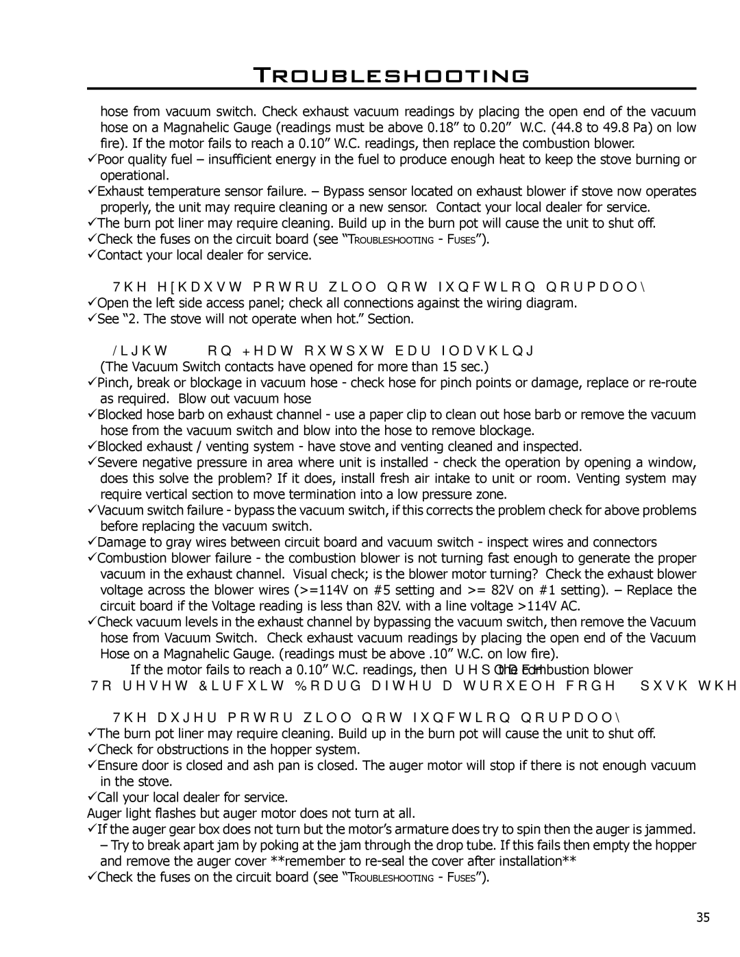 Enviro Meridian owner manual Exhaust motor will not function normally, Light # 2 on Heat output bar flashing 