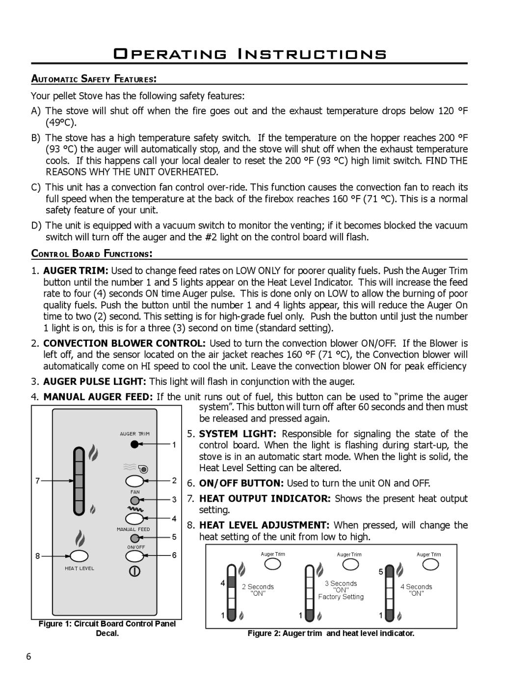 Enviro Meridian owner manual Operating Instructions, Circuit Board Control Panel Decal 