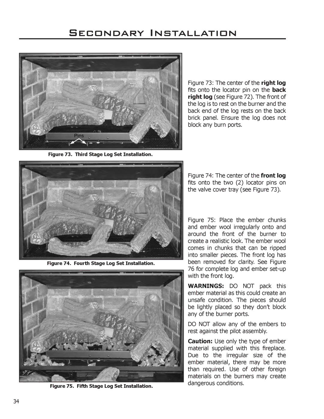 Enviro Sonnet, C-11089 owner manual Third Stage Log Set Installation 