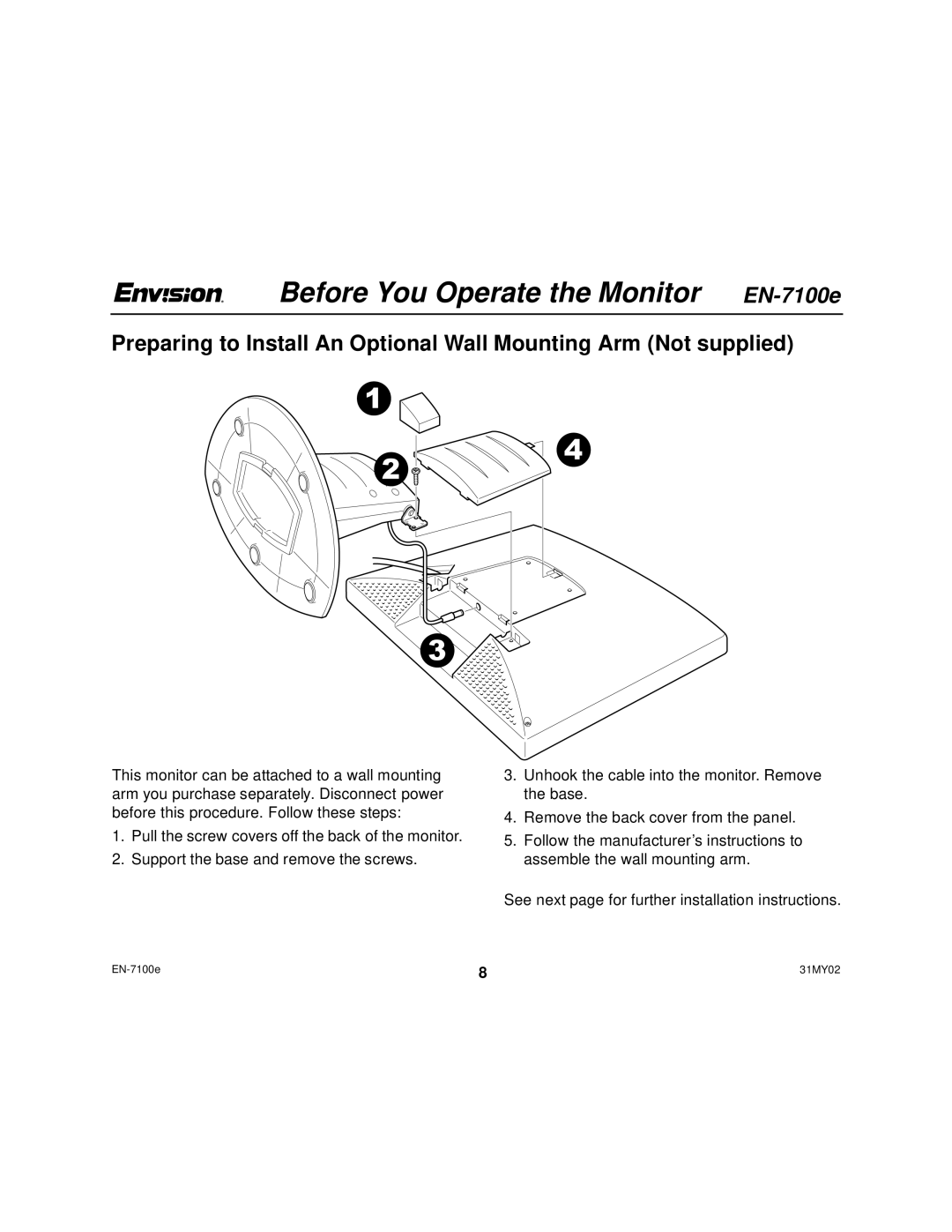 Envision Peripherals user manual Before You Operate the Monitor EN-7100e 