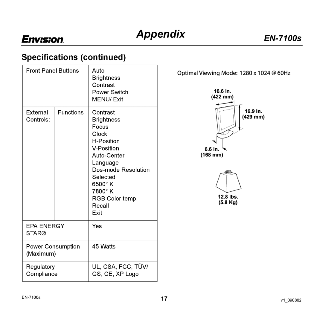 Envision Peripherals EN-7100S user manual EPA Energy 