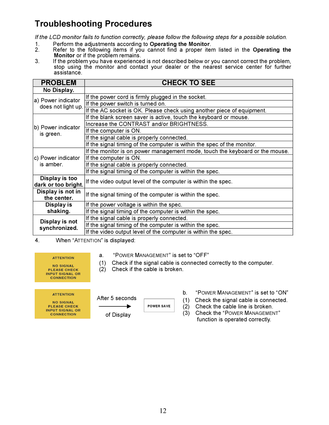 Envision Peripherals EN5400 user manual Troubleshooting Procedures, Check to see, Shaking 