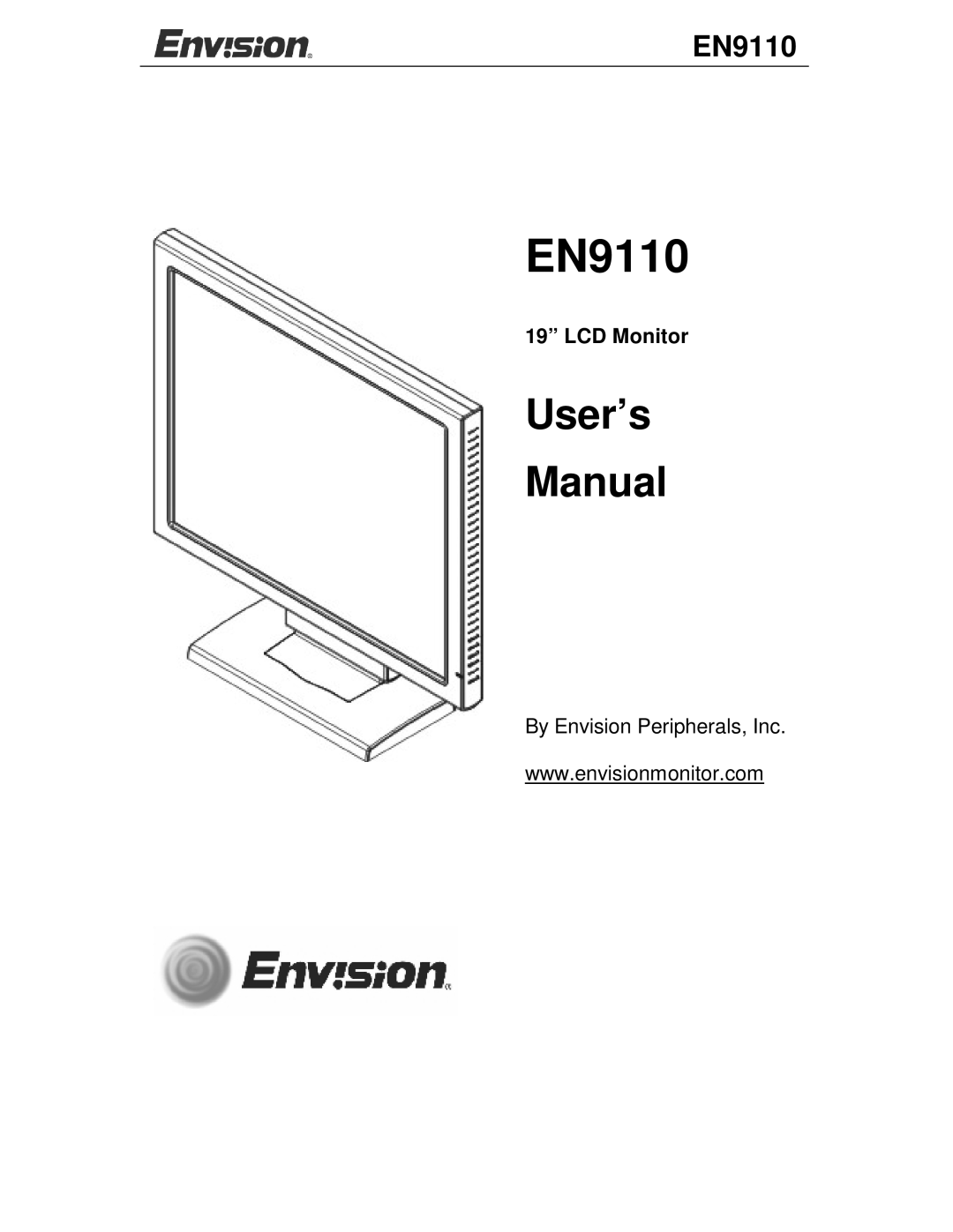 Envision Peripherals Computer Monitor, 95 user manual EN9110, LCD Monitor 