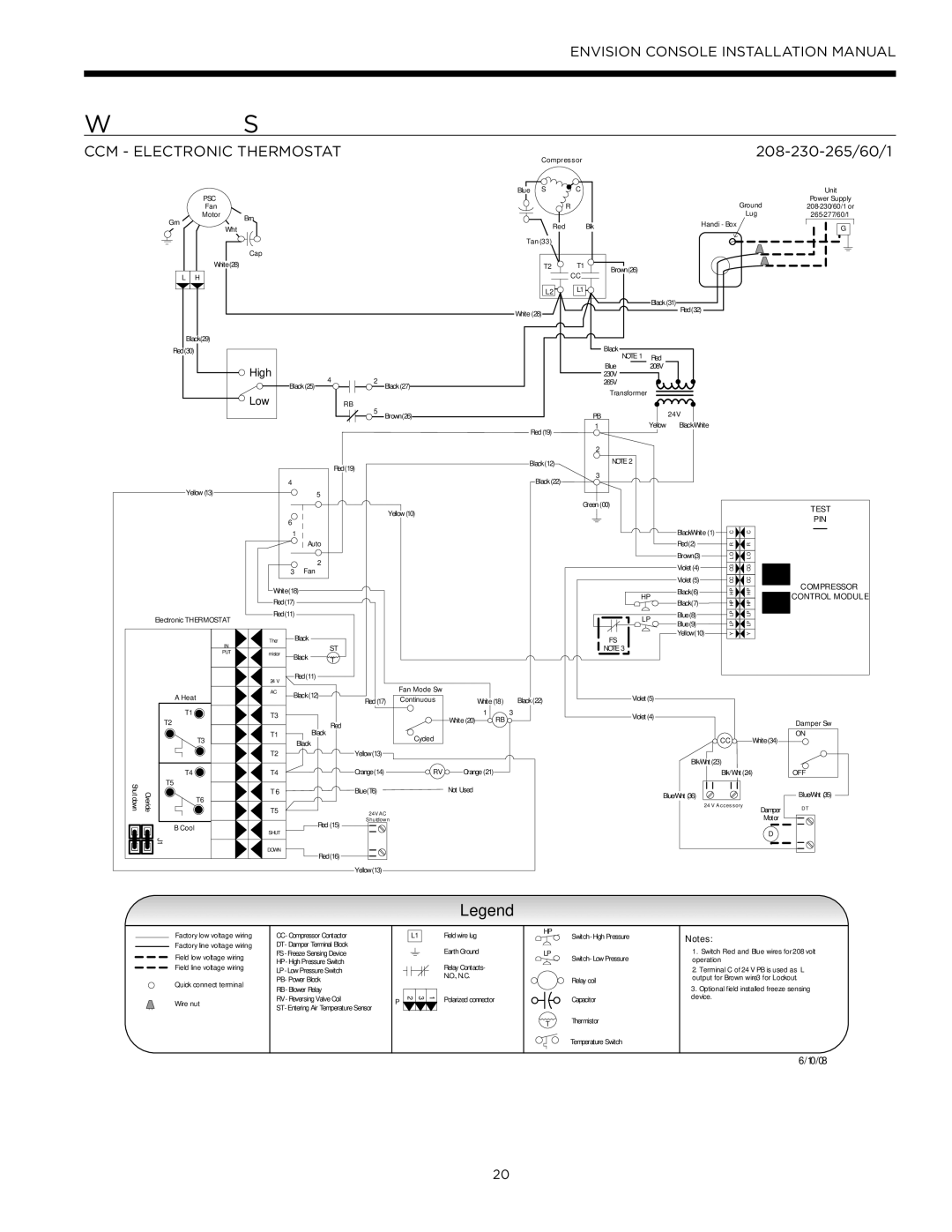 Envision Peripherals IM1609 10, IM1609 08 installation manual Wiring Schematic, 208-230-265/60/1 