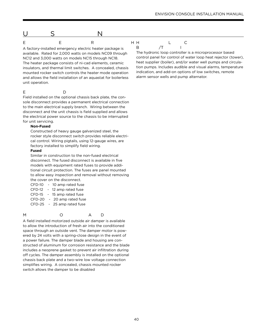 Envision Peripherals IM1609 10, IM1609 08 Unit Startup Notes, Emergency Electric Resistance Heat, Electrical Disconnect 