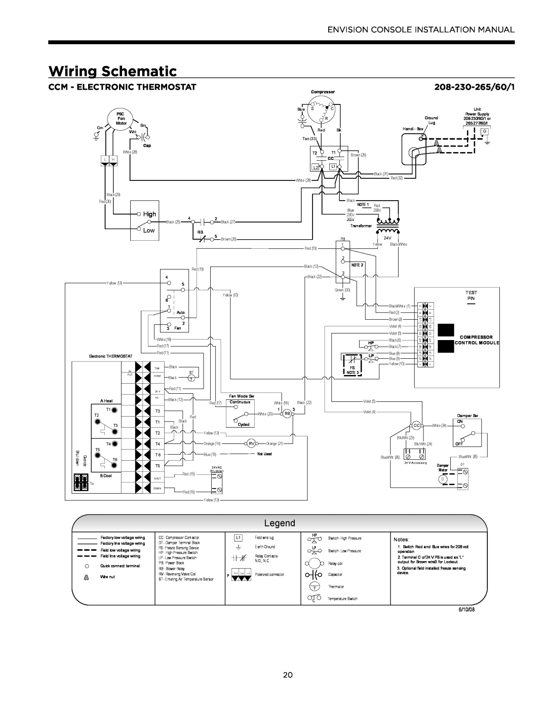 Envision Peripherals IM1609 10 Wiring Schematic, Ccm - Electronic Thermostat, 208-230-265/60/1, Compressor, Control Module 