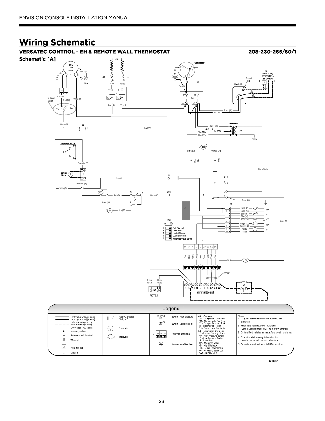 Envision Peripherals IM1609 08 Versatec Control - Eh & Remote Wall Thermostat, Schematic A, Wiring Schematic, PSC Fan 