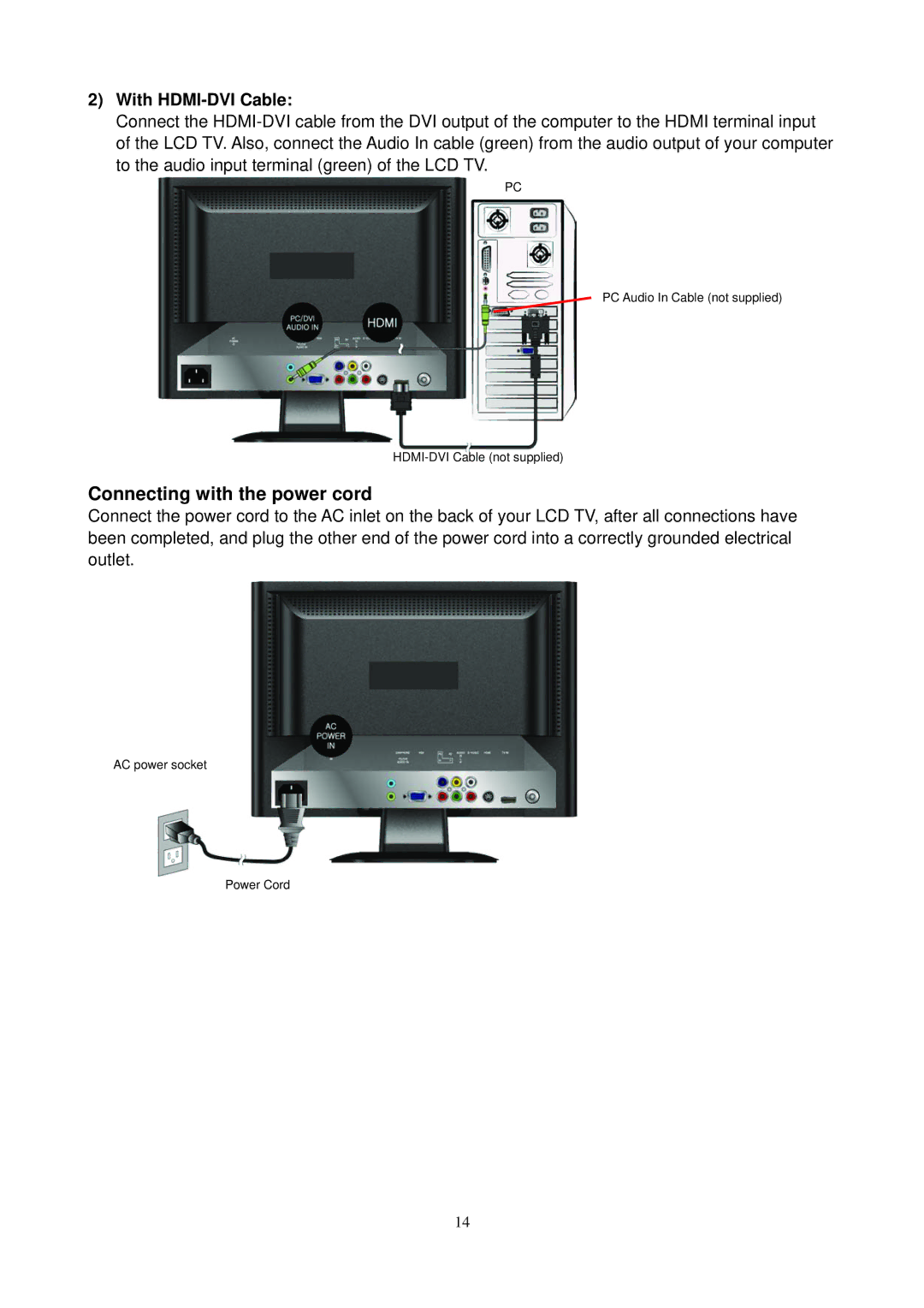 Envision Peripherals L19W698 manual Connecting with the power cord 