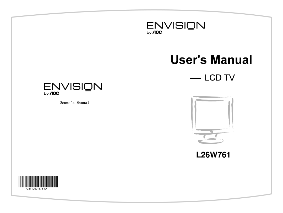 Envision Peripherals L26W761 user manual Lcd Tv 