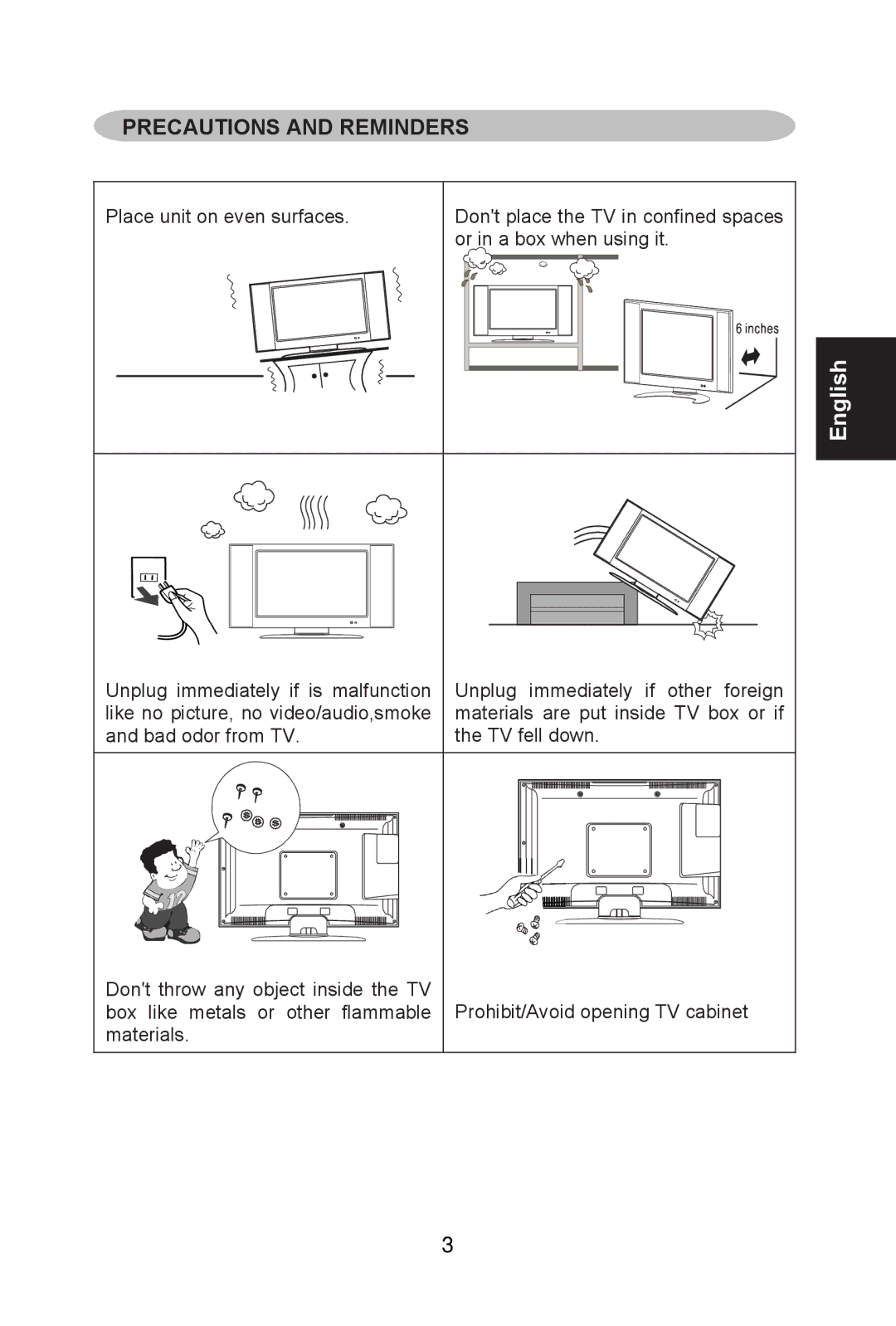 Envision Peripherals L26W761 user manual Precautions and Reminders 