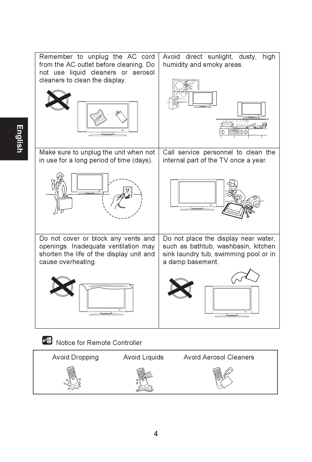 Envision Peripherals L26W761 user manual Shorten the life of the display unit 