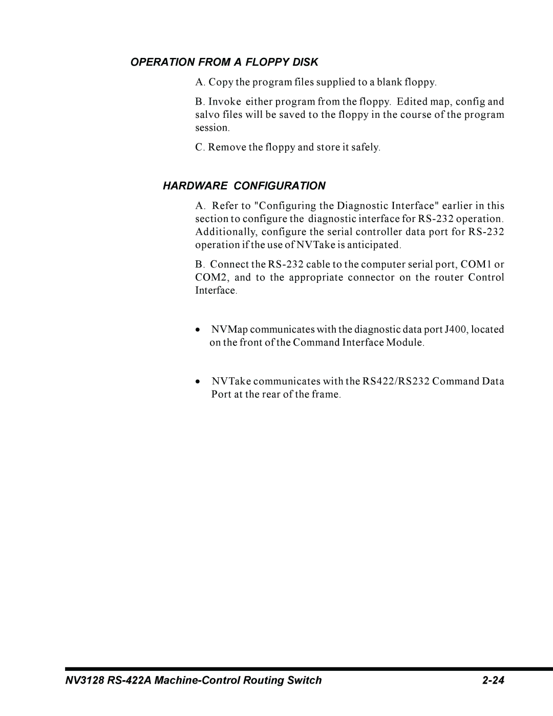 Envision Peripherals NV3128 manual Operation from a Floppy Disk, Hardware Configuration 