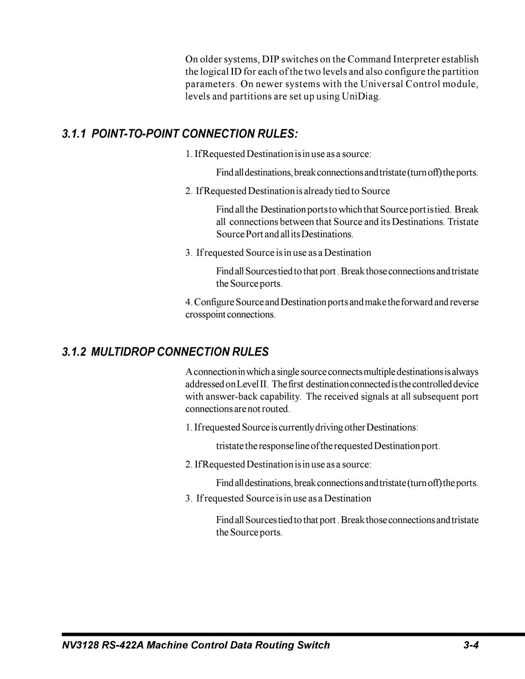 Envision Peripherals NV3128 manual POINT-TO-POINT Connection Rules, Multidrop Connection Rules 