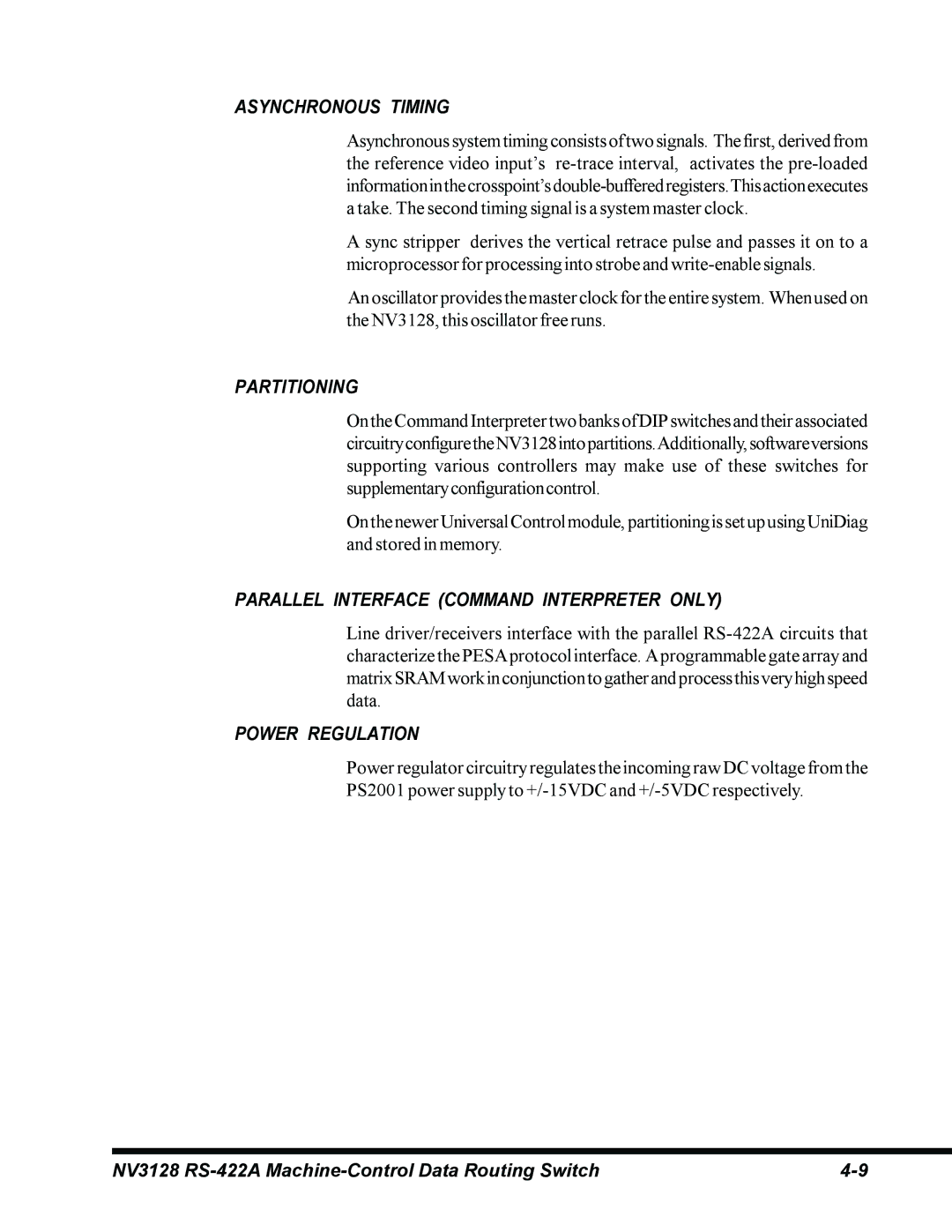 Envision Peripherals NV3128 manual Asynchronous Timing, Partitioning, Parallel Interface Command Interpreter only 