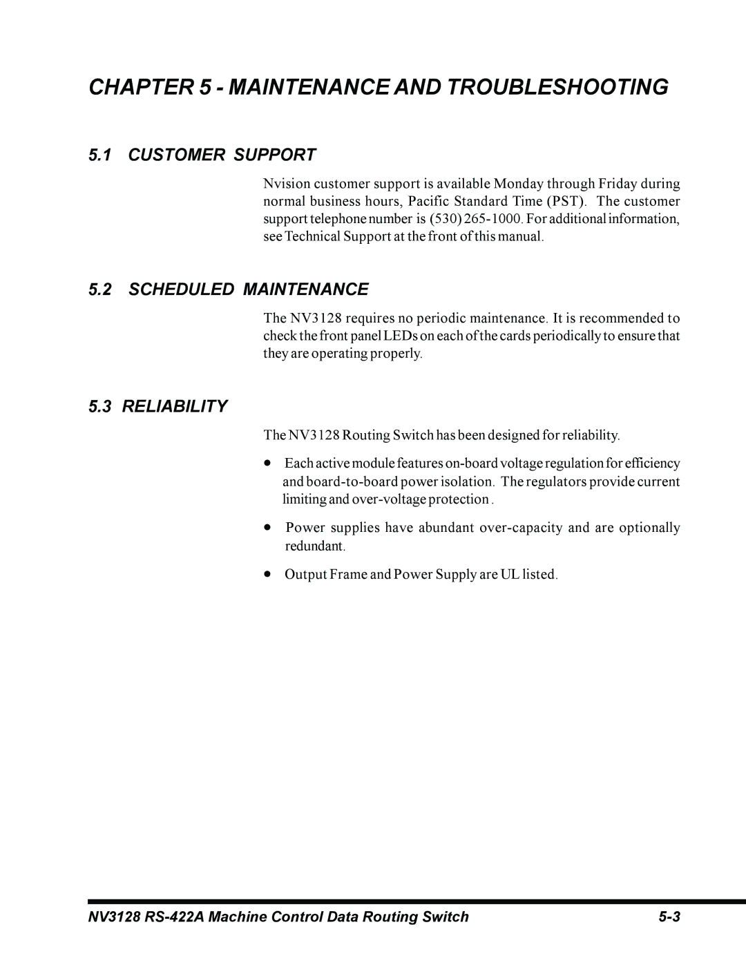 Envision Peripherals NV3128 manual Customer Support, Scheduled Maintenance, Reliability 