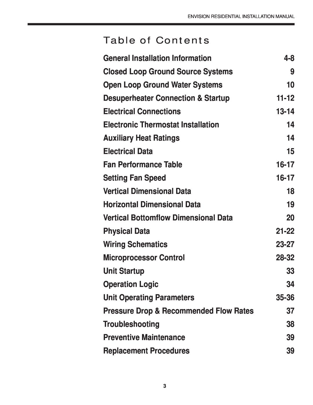 Envision Peripherals R-410A installation manual Table of Contents 