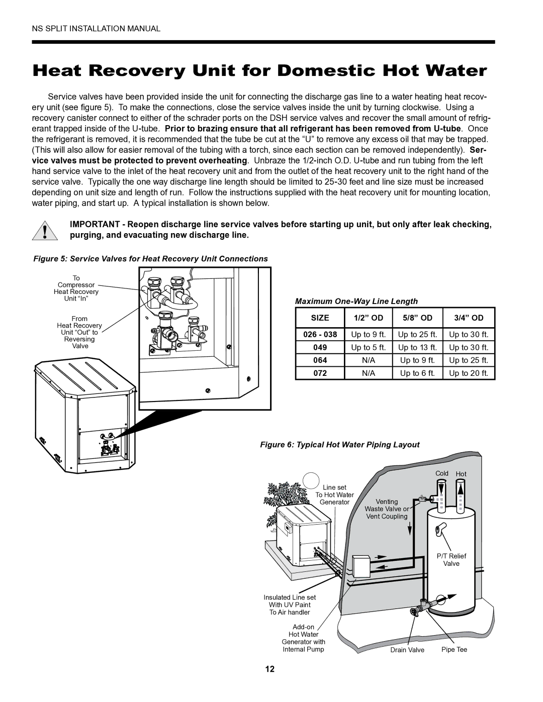 Envision Peripherals Series installation manual Heat Recovery Unit for Domestic Hot Water, Maximum One-Way Line Length 