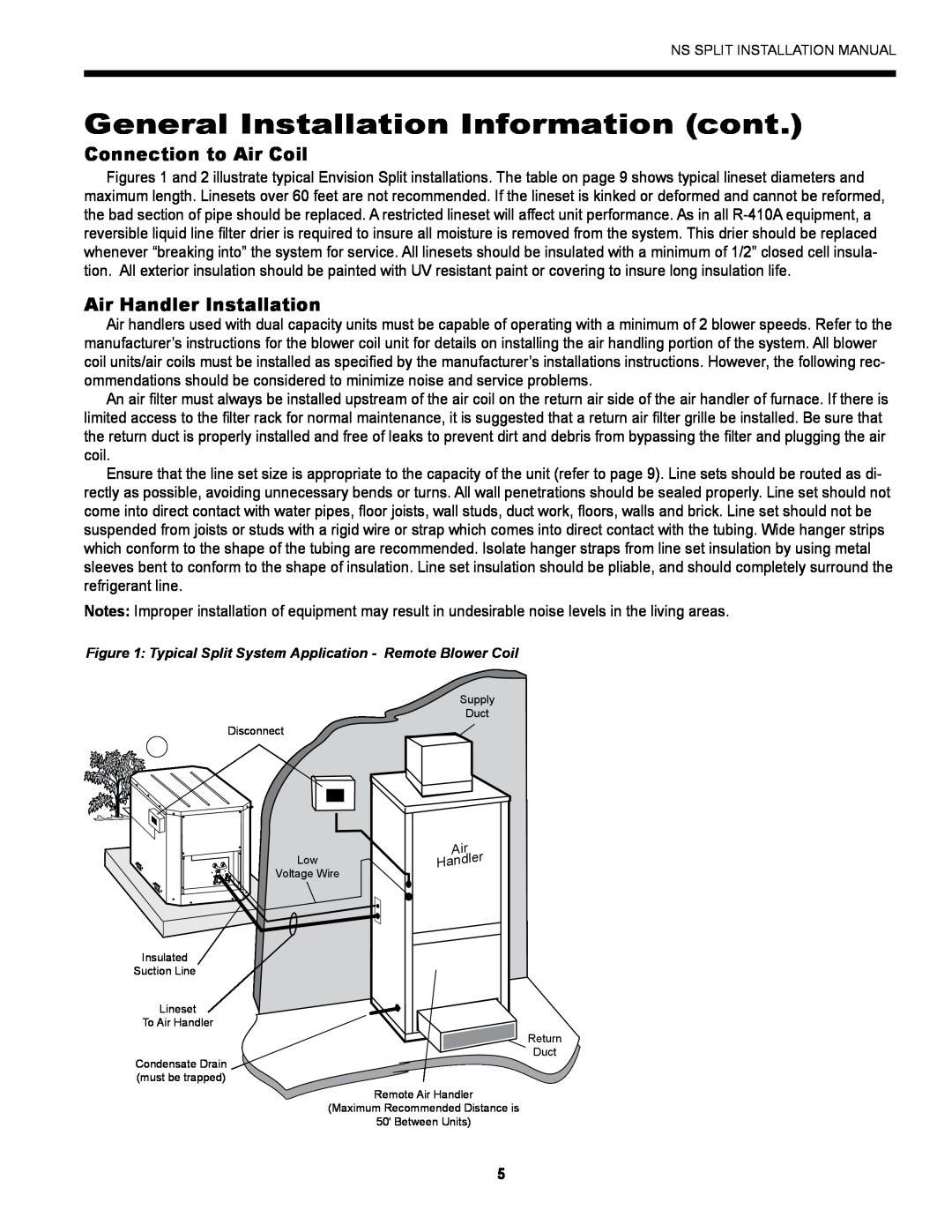 Envision Peripherals Series General Installation Information cont, Connection to Air Coil, Air Handler Installation 