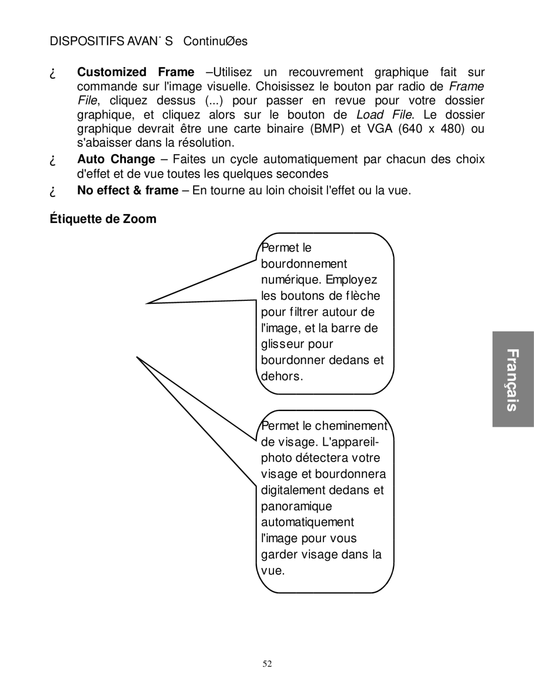 Envision Peripherals WebCam user manual Étiquette de Zoom 