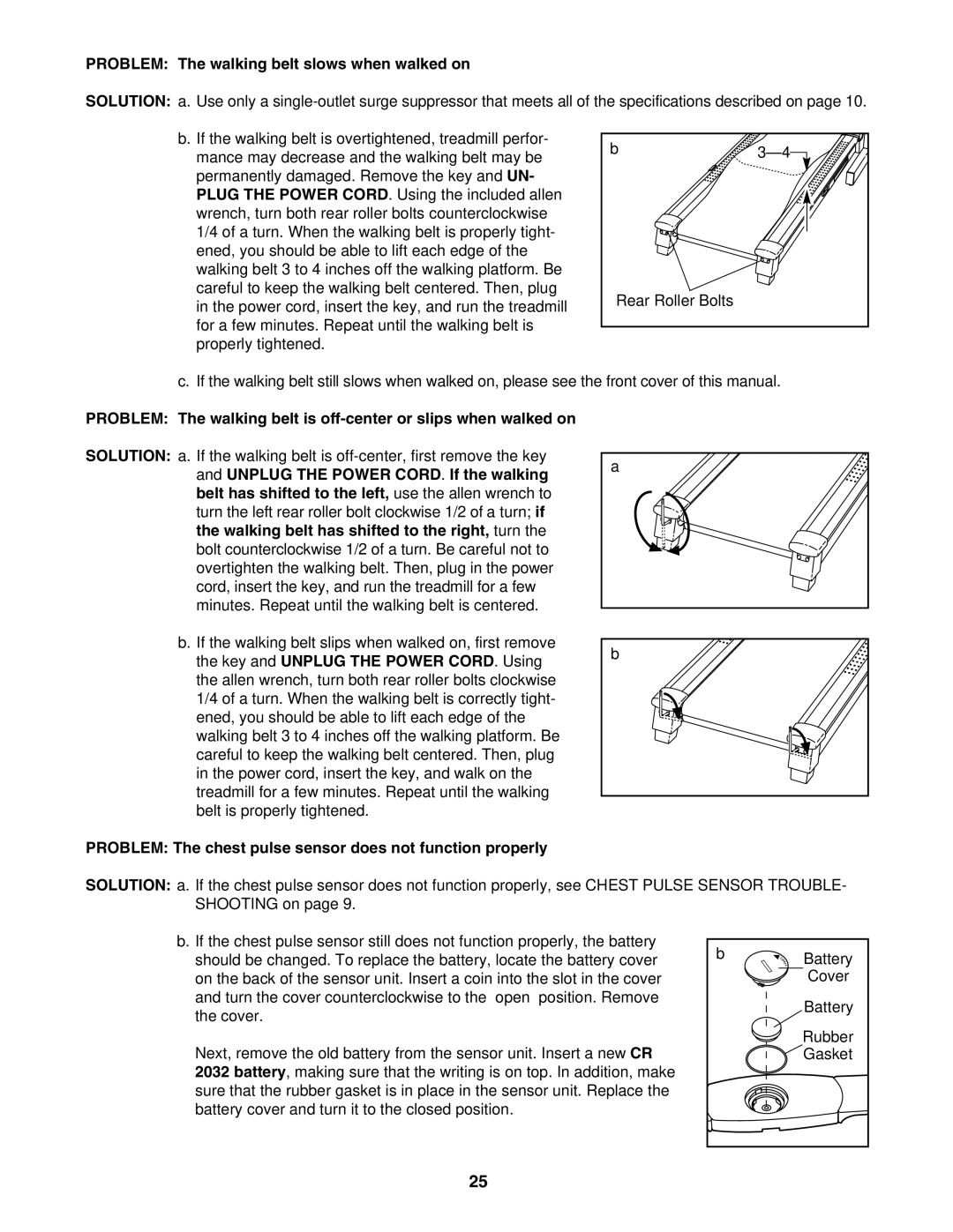 Epic Fitness 1000MX manual Problem The walking belt slows when walked on 