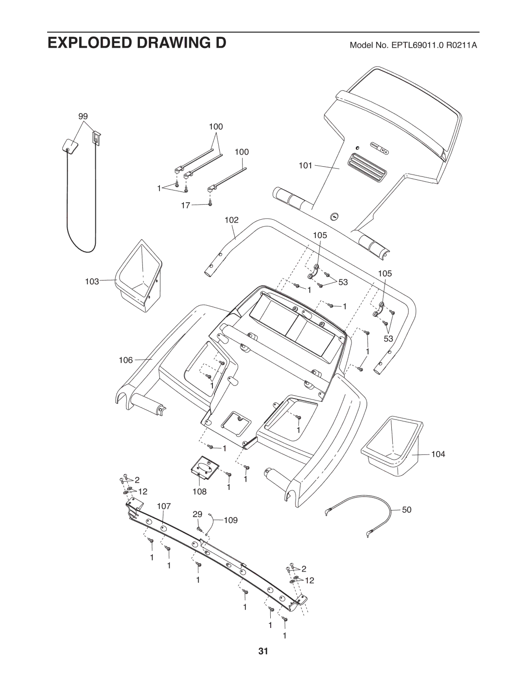 Epic Fitness CT705 manual Exploded Drawing D 