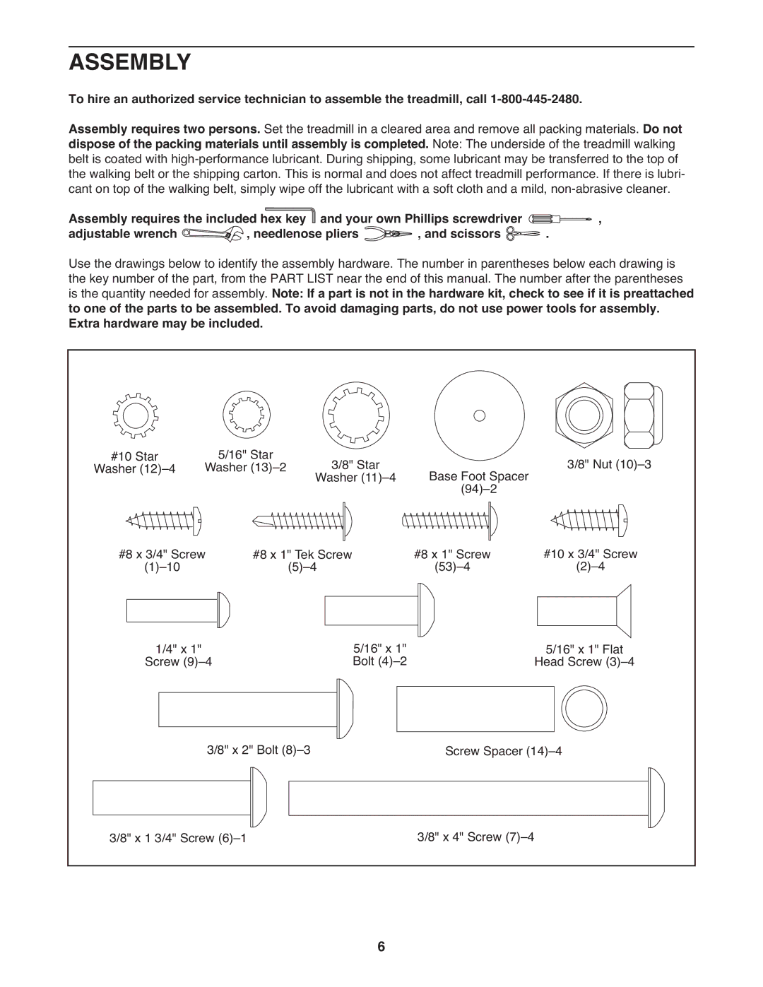 Epic Fitness CT705 manual Assembly 