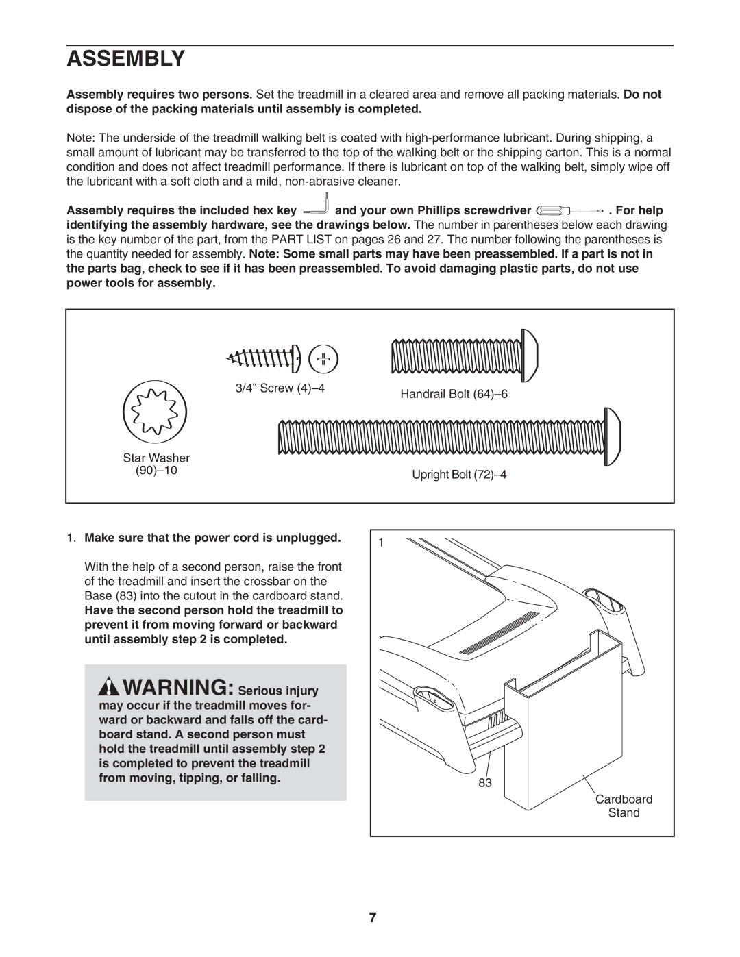 Epic Fitness ECTL09706.1 manual Assembly 