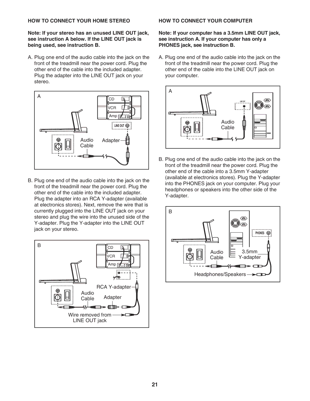 Epic Fitness ECTL81804.1 manual HOW to Connect Your Home Stereo, HOW to Connect Your Computer 