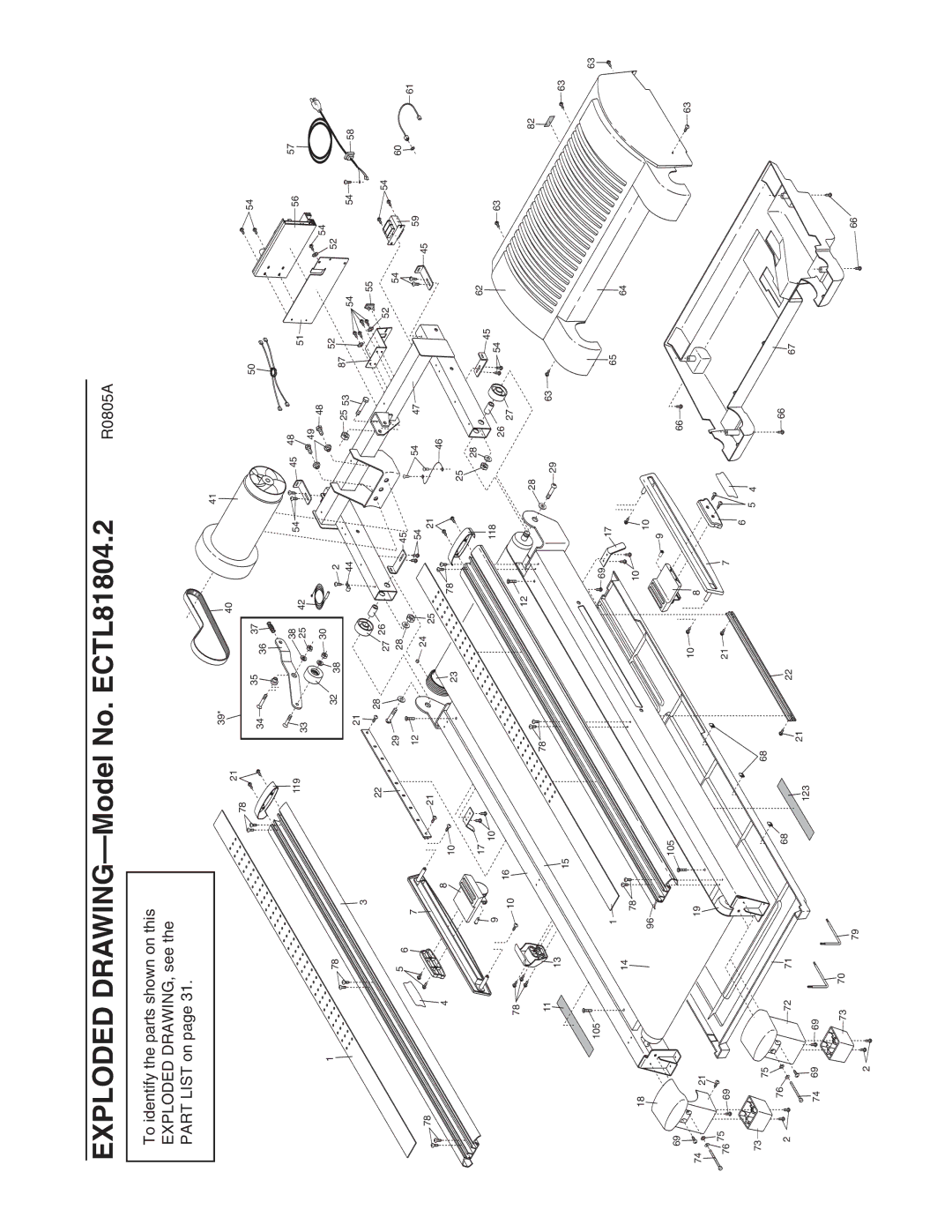 Epic Fitness manual Exploded DRAWING-Model No. ECTL81804.2 