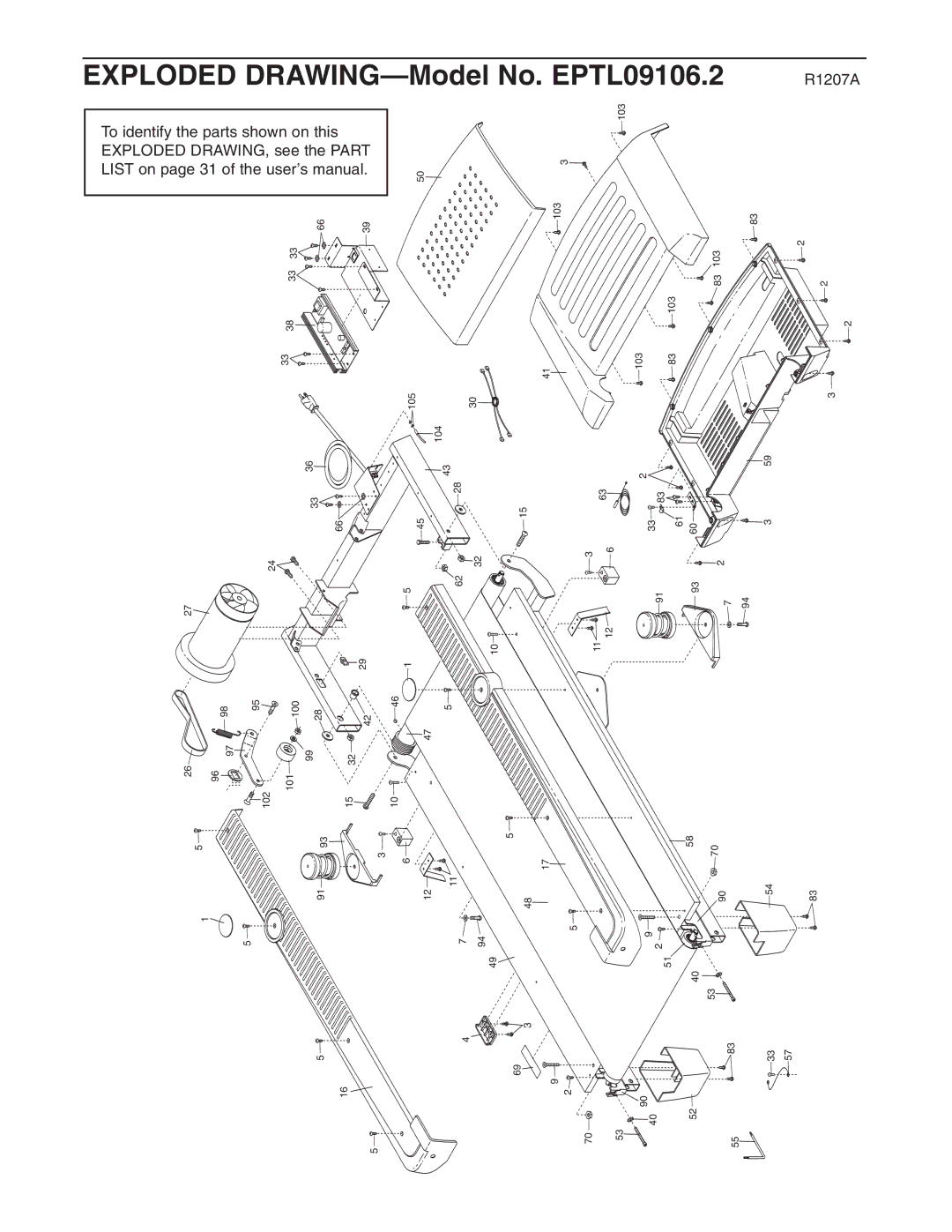 Epic Fitness EPTL09106.2 Exploded, On this see the Part user’s manual 