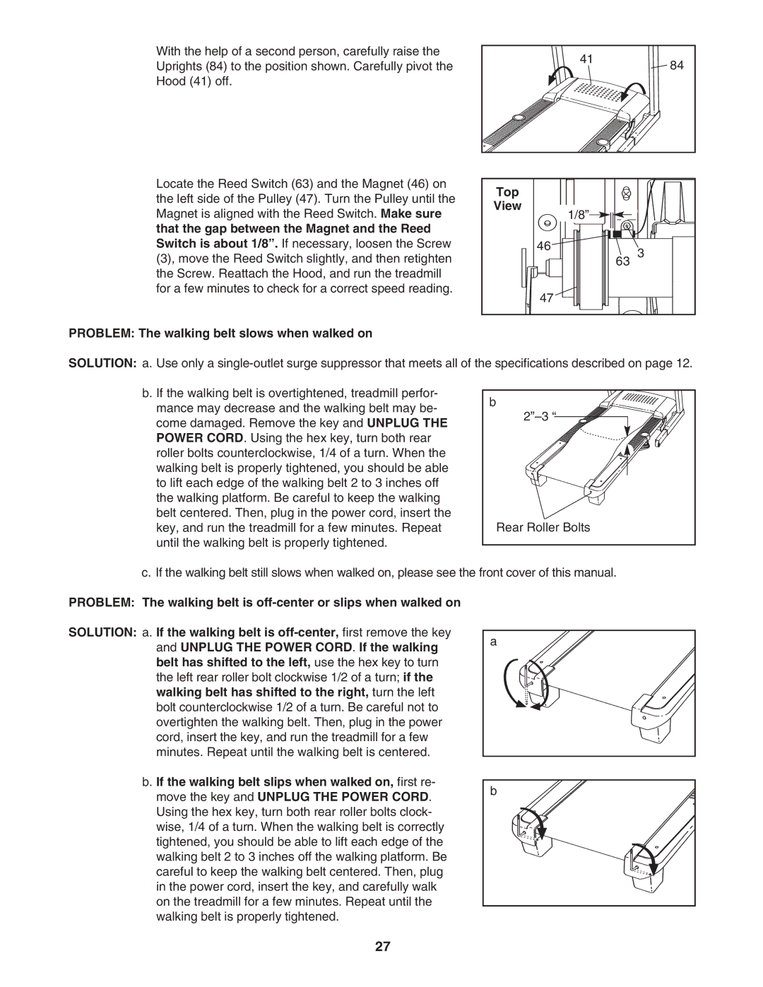 Epic Fitness EPTL09106.2 manual Problem The walking belt slows when walked on Top 