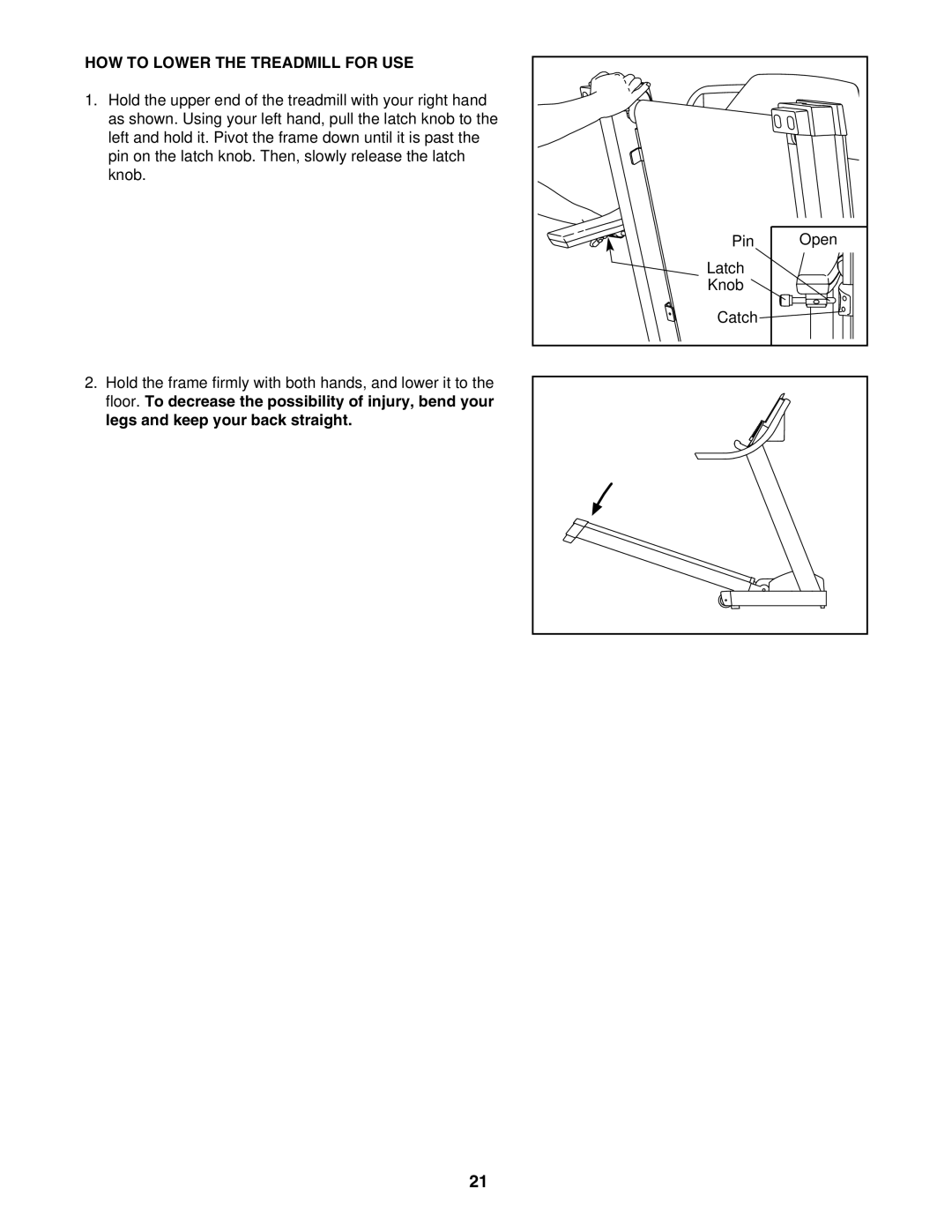 Epic Fitness EPTL09605.0 manual HOW to Lower the Treadmill for USE 