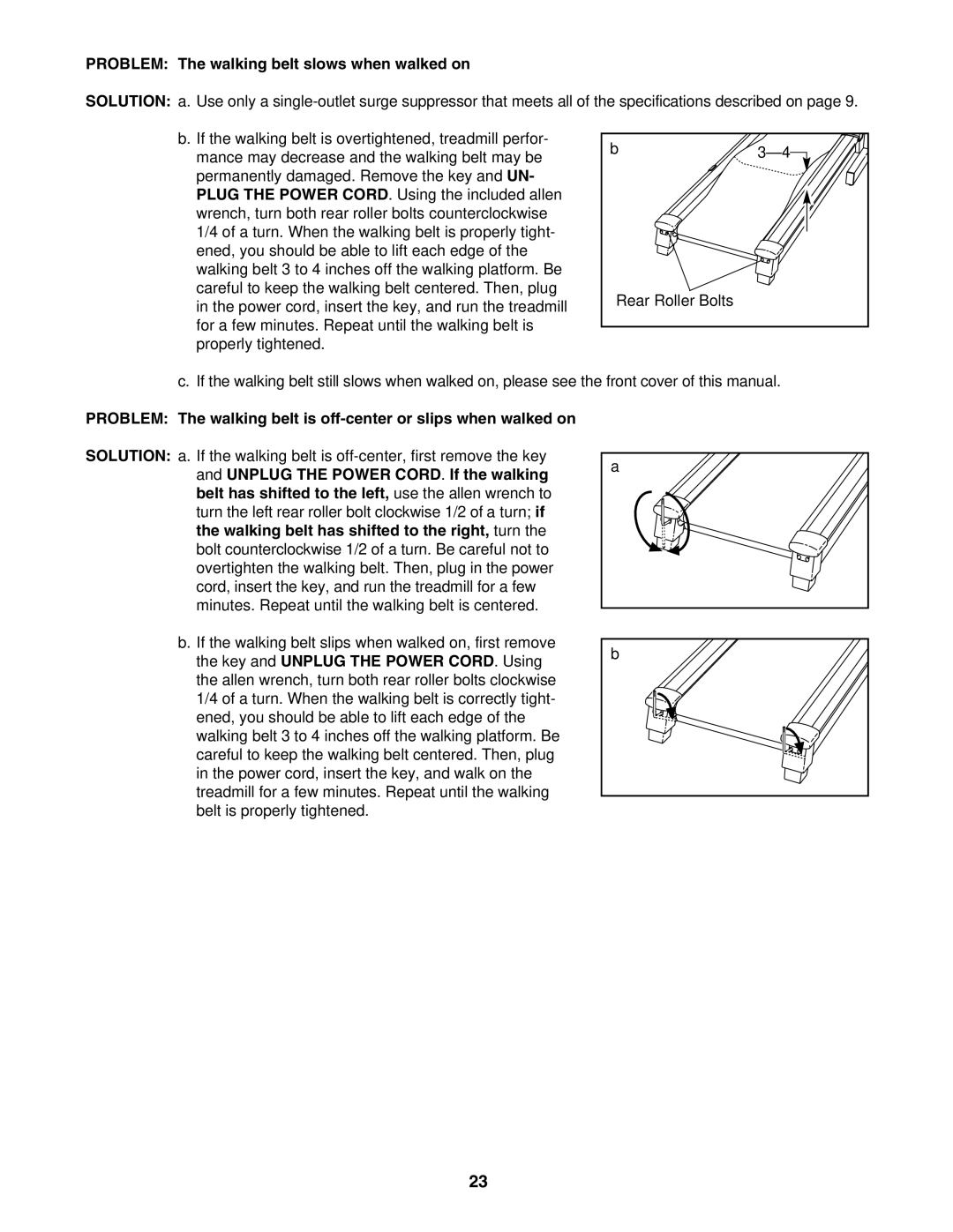 Epic Fitness EPTL09605.0 manual Problem The walking belt slows when walked on 