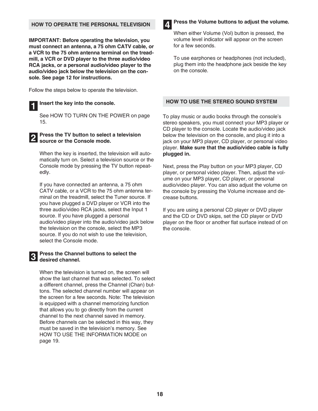 Epic Fitness EPTL09706.1 manual HOW to Operate the Personal Television, Press the Channel buttons to select Desired channel 