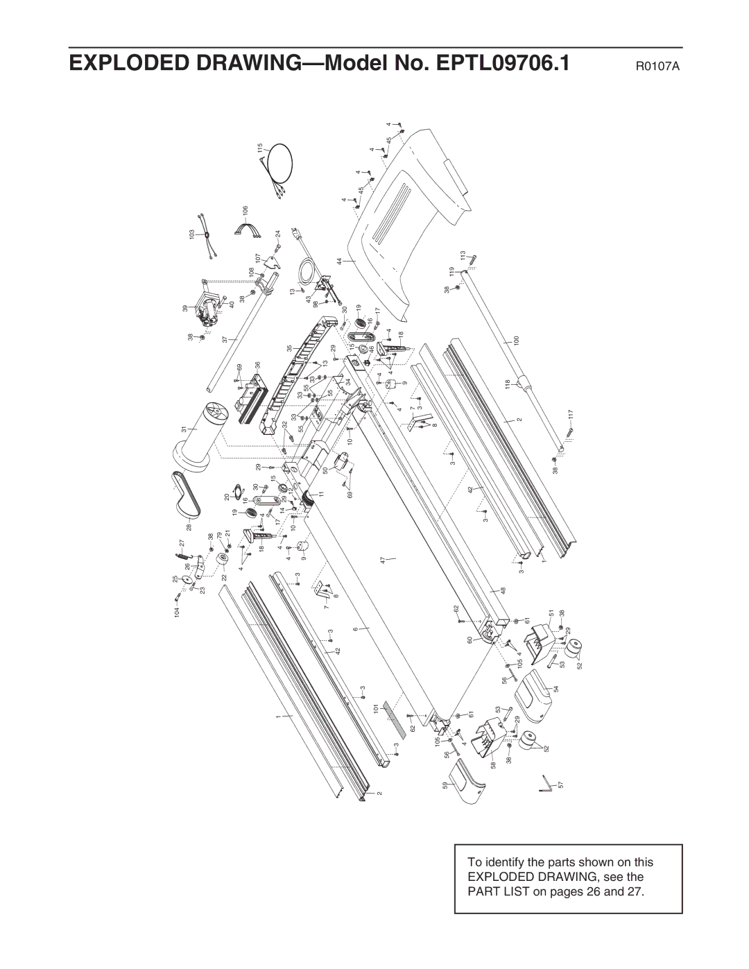 Epic Fitness manual Exploded DRAWING-Model No. EPTL09706.1 