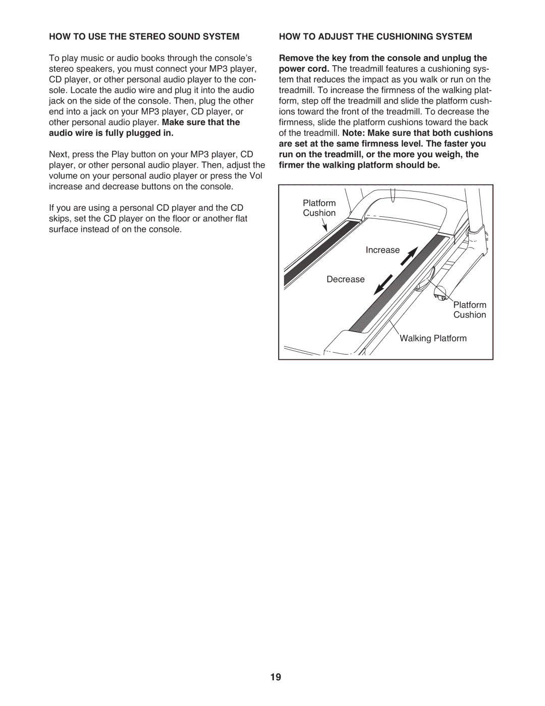 Epic Fitness EPTL12010.0 manual HOW to USE the Stereo Sound System 