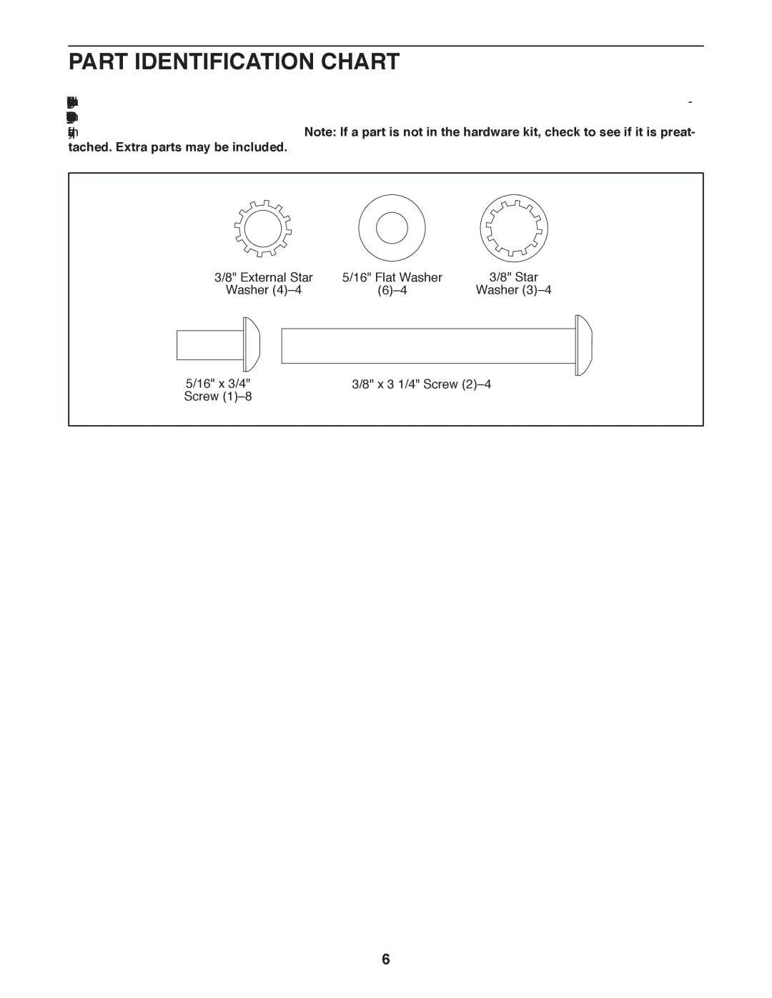 Epic Fitness eptl20912.0 manual Part Identification Chart 