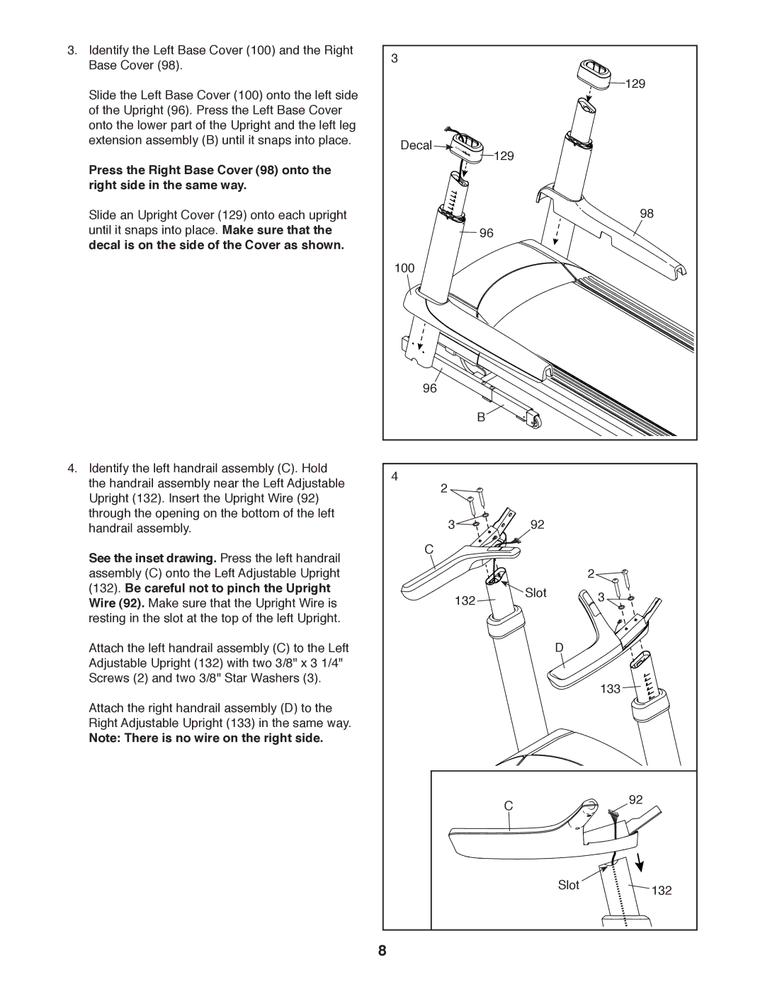 Epic Fitness eptl20912.0 manual Decal is on the side of the Cover as shown, See the inset drawing. Press the left handrail 