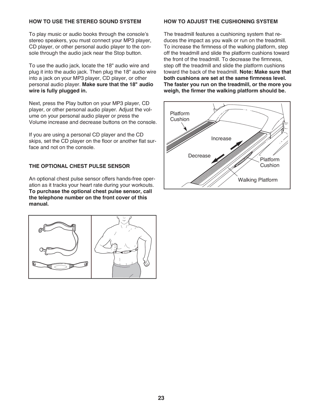 Epic Fitness EPTL22310.0 manual HOW to USE the Stereo Sound System, Optional Chest Pulse Sensor 