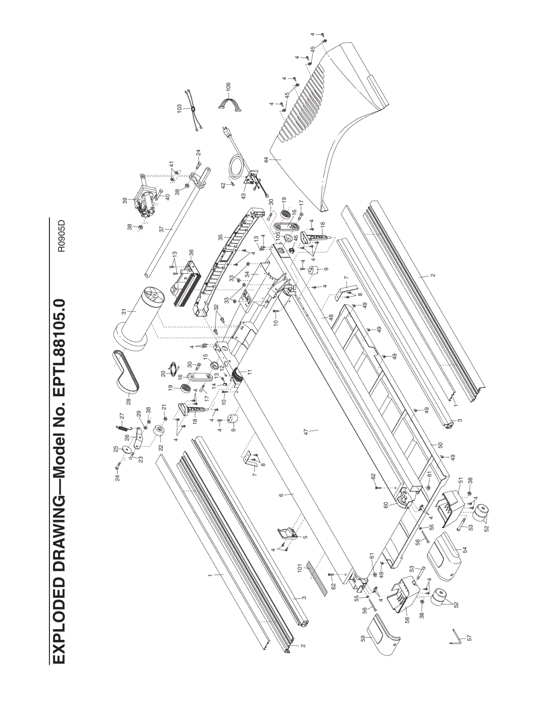 Epic Fitness manual Exploded DRAWING-Model No. EPTL88105.0 