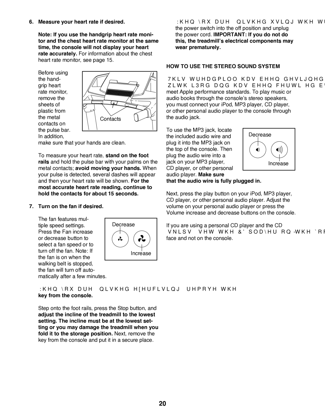 Epic Fitness EPTL89011.0 manual Measure your heart rate if desired, HOW to USE the Stereo Sound System 