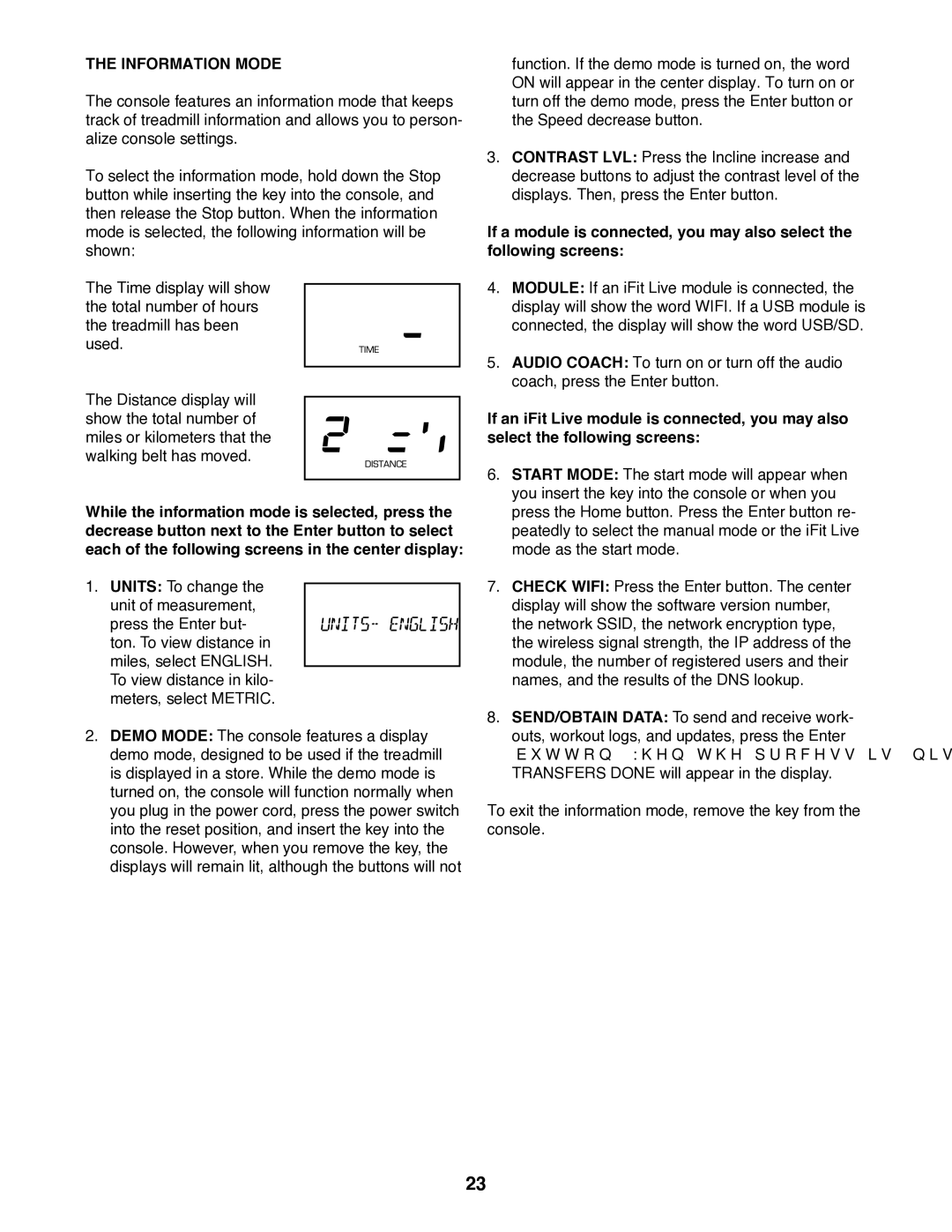 Epic Fitness EPTL89011.0 manual Information Mode 