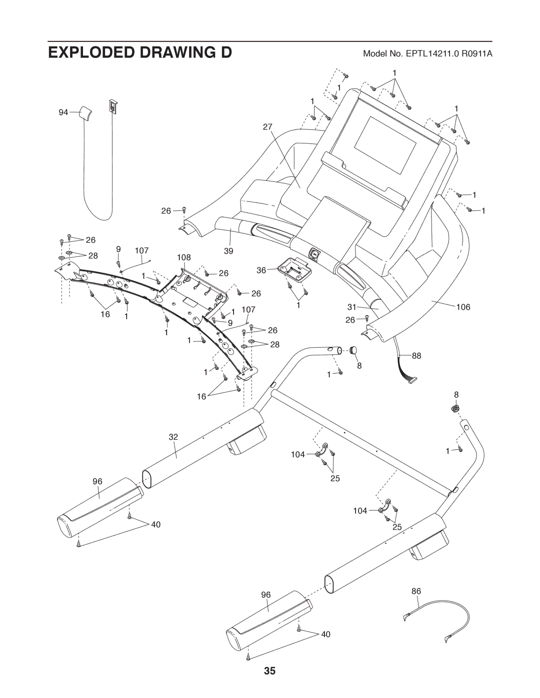 Epic Fitness TL 2710 manual Exploded Drawing D 